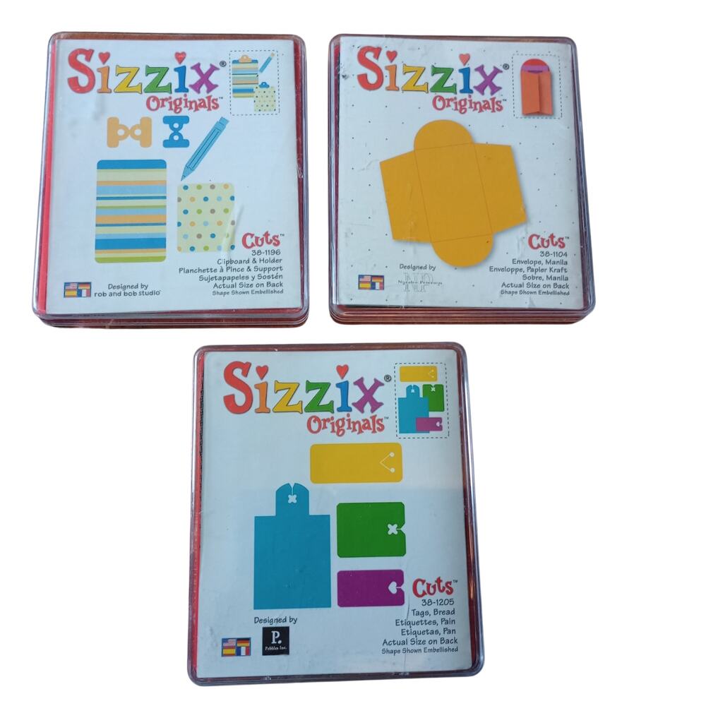 Sizzix Originals Cuts Dies Lot of 3 Clipboard & Holder, Envelope, Tags